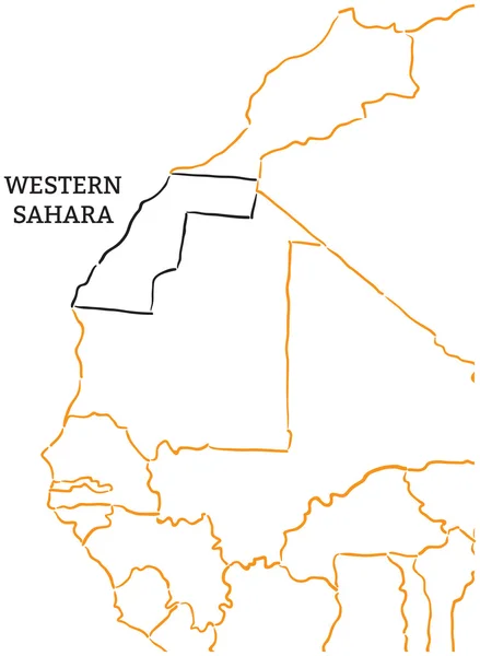 Western Sahara hand-drawn sketch map — Stock Vector