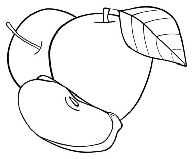Keyifli Bahçe - Set bir dilim ve bir yaprak ile iki elma