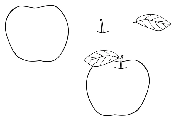 庭園 - 1 つの葉を持つ大胆なアップル — ストックベクタ