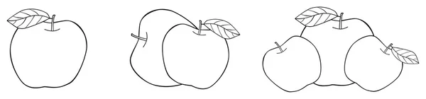 庭園 - 1 つ、2 つ、およびルと 3 つの精巧なりんご — ストックベクタ