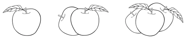 庭園 - 1 つ、2 つ、および葉に 3 つのりんご — ストックベクタ