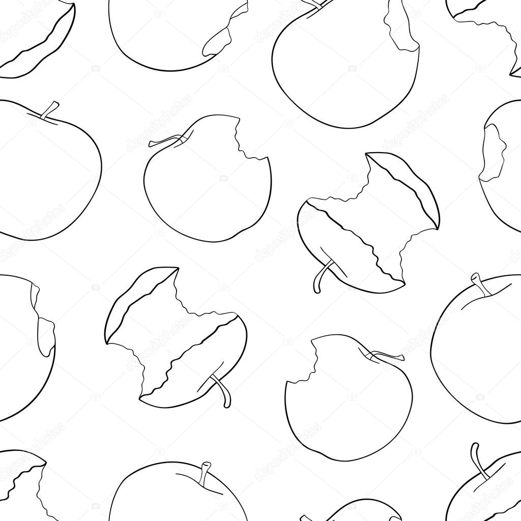 Delightful garden - Seamless pattern of a lot of bitten apple