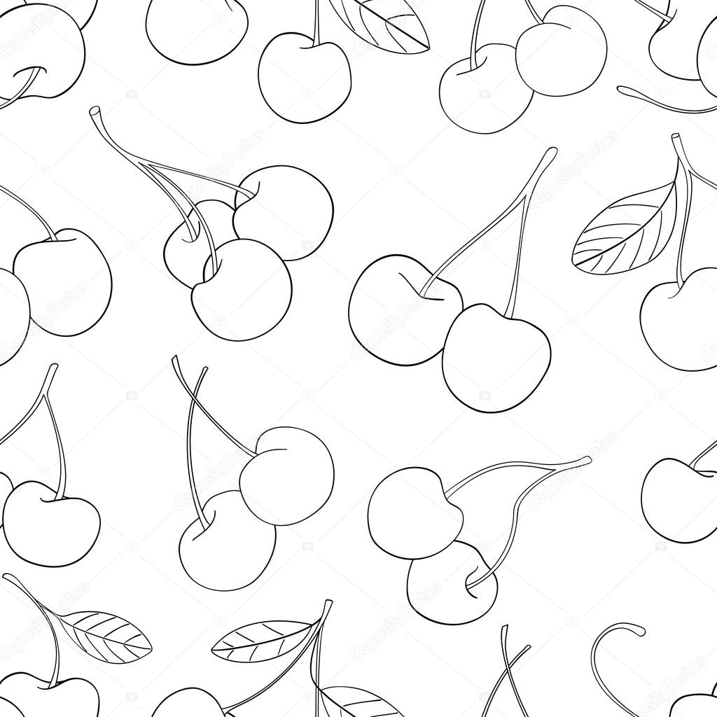 Delightful garden - Seamless pattern of a lot of cherries 3