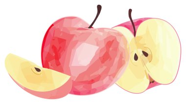 Keyifli Bahçe - Kırmızı elma ve kendi dilim ve yarısı polygo ile