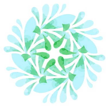 Suluboya desen - mavi yeşil soyut çiçek