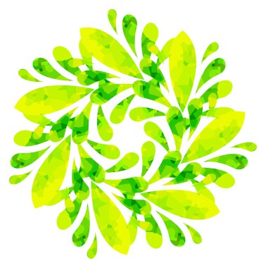 Suluboya desen - sarı-yeşil soyut çiçek