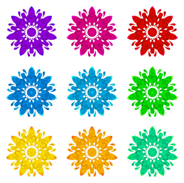 Watercolour pattern - Set of nine abstract flowers