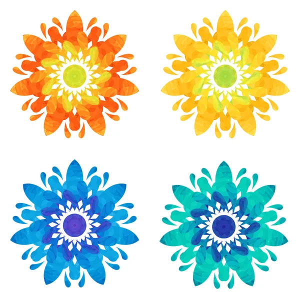 Watercolour pattern - Set of four abstract flowers — 图库矢量图片