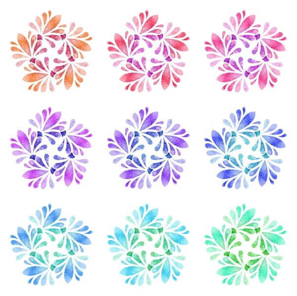 Акварельний візерунок - Набір з дев'яти абстрактних квітів — стоковий вектор