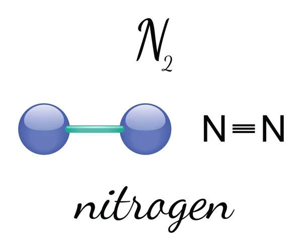 N2 nitrogen molecule — Stock Vector