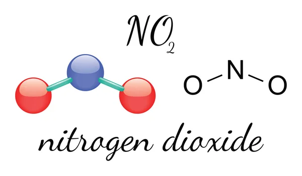 NO2 molécula de dióxido de nitrógeno — Vector de stock