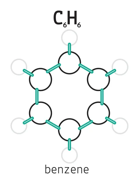 C6H6 molécula de benceno — Vector de stock