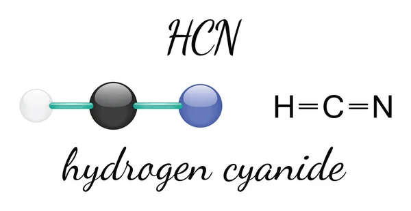 Molécula de cianuro de hidrógeno HCN — Vector de stock