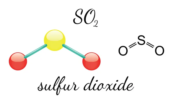 SO2 sulfur dioxide molecule — Stock Vector