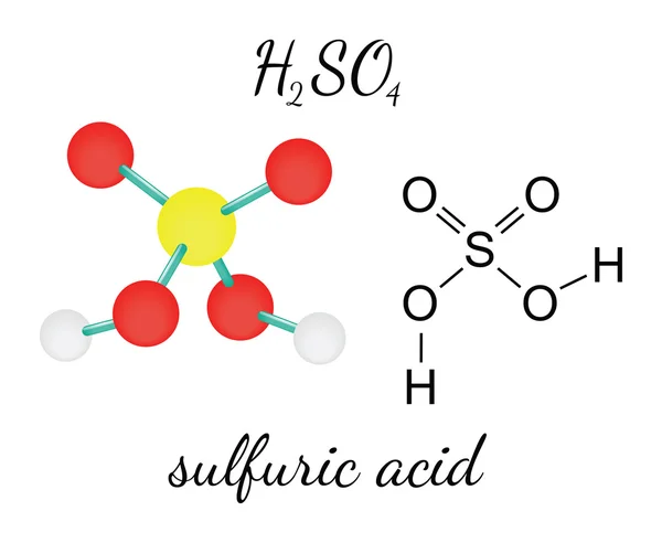 H2SO4 molécula de ácido sulfúrico — Vector de stock