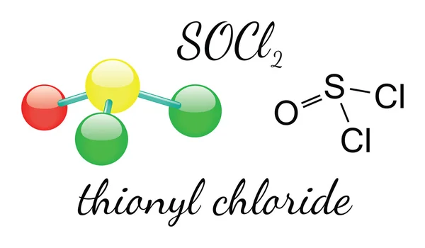 Cl2SO thionyl chloride molecule — Stock Vector