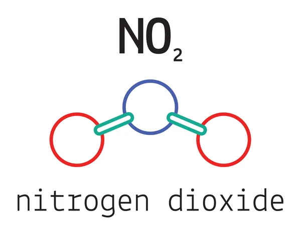 NO2 molécula de dióxido de nitrógeno — Vector de stock