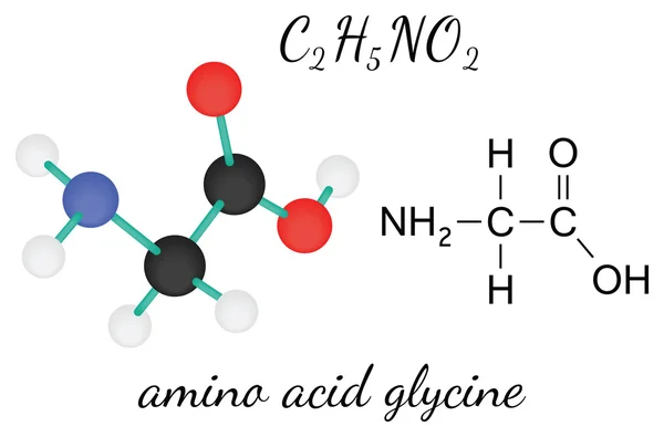 C2H5NO2 molécula de aminoácido glicina —  Vetores de Stock