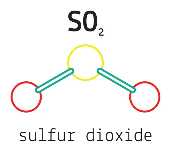 SO2 sulfur dioxide molecule — Stock Vector