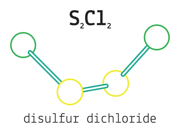 Cl2S2 molécula de dicloreto de dissulfureto —  Vetores de Stock