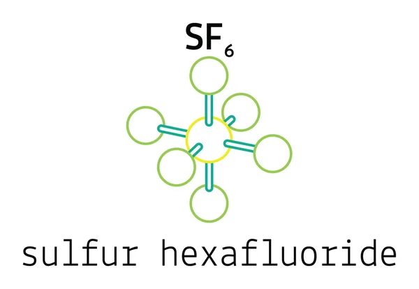 SF6 sulfur hexafluoride molecule — Stock Vector