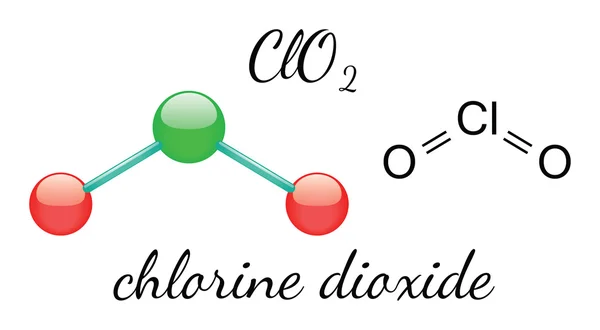 ClO2 molécula de dióxido de cloro — Vetor de Stock