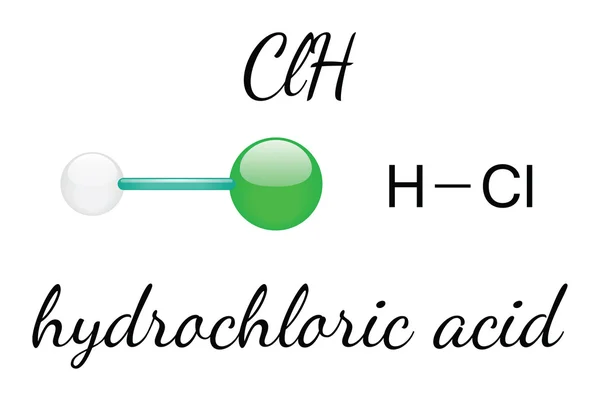 HCl molécula de ácido clorídrico —  Vetores de Stock