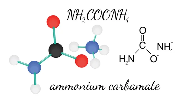 NH2COONH4 molécula de carbamato de amonio — Vector de stock