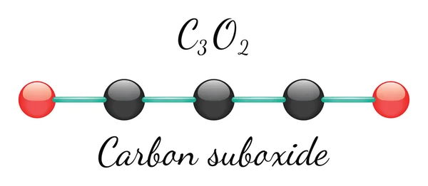 C3O2 molécula de suboxida de carbono —  Vetores de Stock