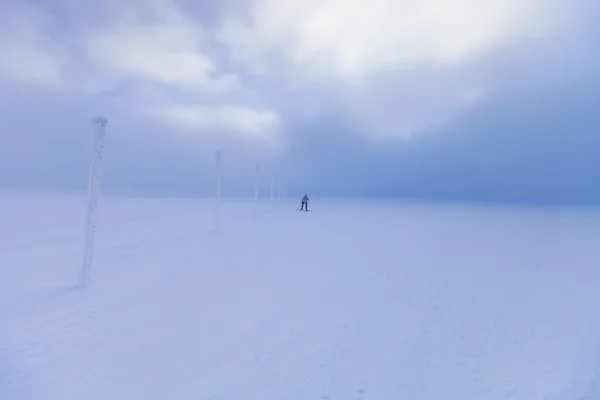 Rüzgarlı havalarda Kayak sporcusu çapraz