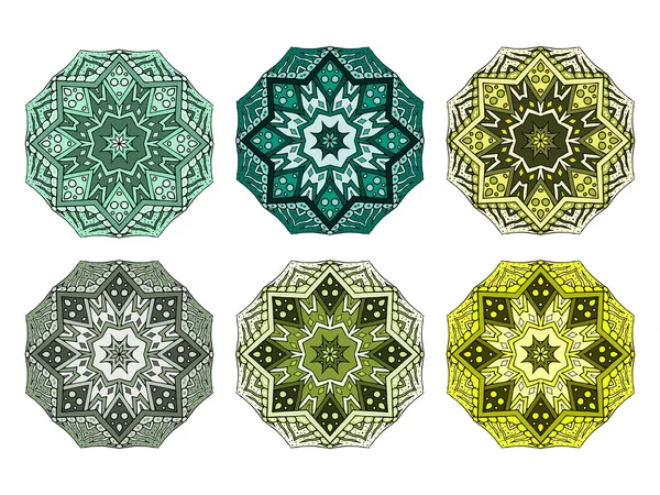 Oriental colorful mandala set — Stock Vector