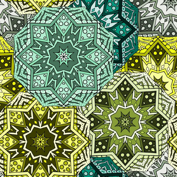 Colorful seamless oriental mandala pattern — Stock Vector