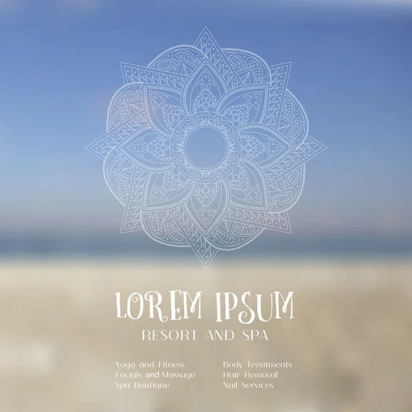 Bulanık plaj arka plan üzerinde Mandala