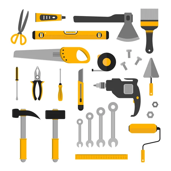 Flat set of working tools — Stock Vector