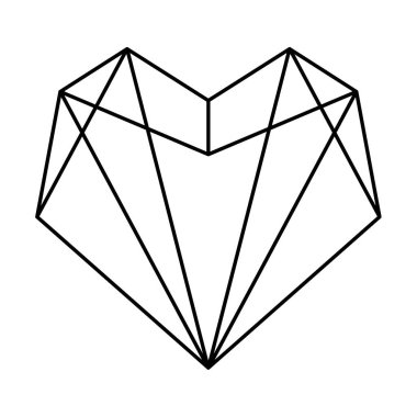 Geometrik kalp şekli vektör çizimi. Basit doğrusal simge, sevgililer günü veya düğün dekoru ögesi