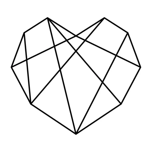 Geometryczny kształt serca wektor ilustracji. Prosta ikona liniowa, walentynki lub element dekoracji ślubnej — Wektor stockowy