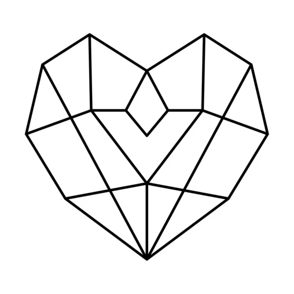 Geometrikus szív alakú vektor illusztráció. Egyszerű lineáris ikon, Valentin nap vagy esküvői dekoráció elem — Stock Vector