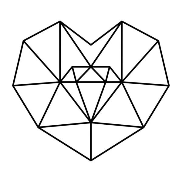 Geometrik kalp şekli vektör çizimi. Basit doğrusal simge, sevgililer günü veya düğün dekoru ögesi