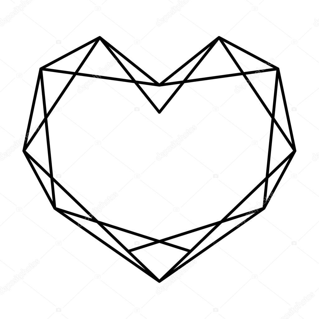 Geometric heart shape vector illustration. Simple linear icon, valentines day or wedding decor element