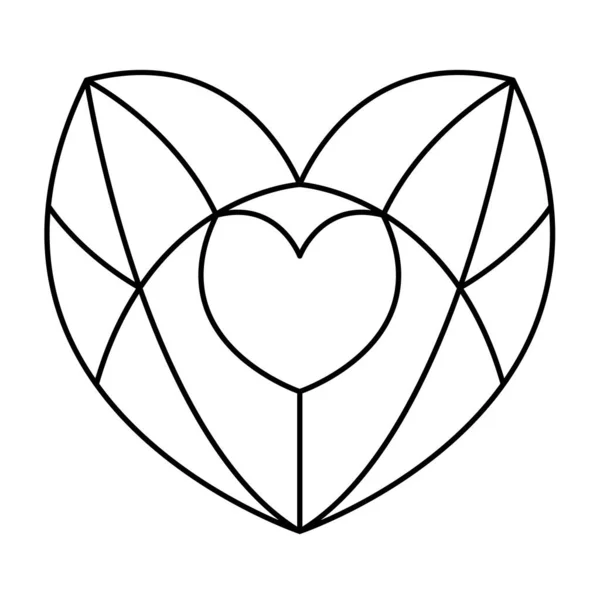 幾何学的なハートの形 ベクトルイラストハートロゴデザイン 愛のシンボル 単純な線形アイコン 白い背景に隔離されたバレンタインデーや結婚式の招待状要素 — ストックベクタ