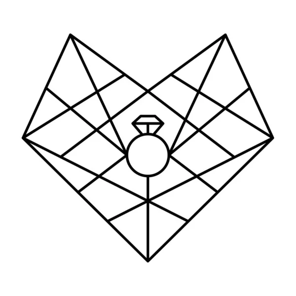 Geometrische Herzform Vector Illustration Herz Mit Hochzeits Oder Heiratsring Logo — Stockvektor