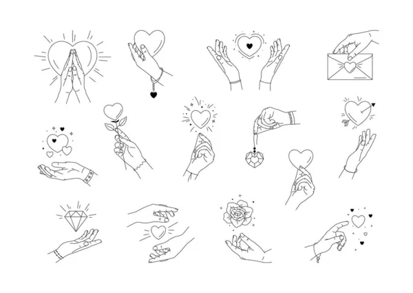 El ve kalp işaretleriyle güzellik koleksiyonunun taşıyıcısı. Aşk sembolü olan kadın simgeleri.