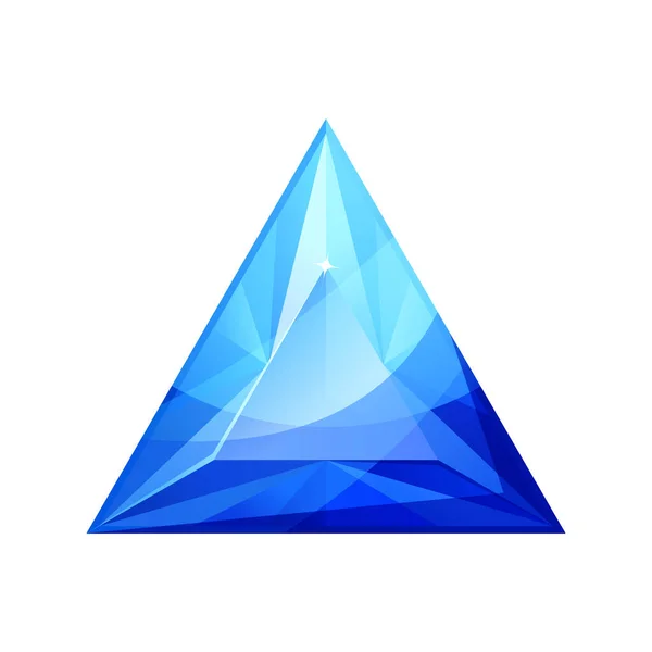 Векторная Иллюстрация Реалистичного Блестящего Голубого Камня Драгоценный Камень Форме Треугольника — стоковый вектор