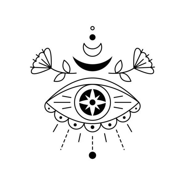 Vektorová Ilustrace Mystického Oka Prozřetelnost Symbol Magie Geometrická Čára Zlý — Stockový vektor