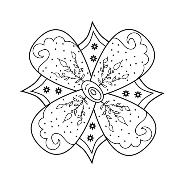 Ozdoba Kwiatowa Mehndi Rysunek Henny Ręcznie Rysowany Tatuaż Etniczna Orientalna — Wektor stockowy