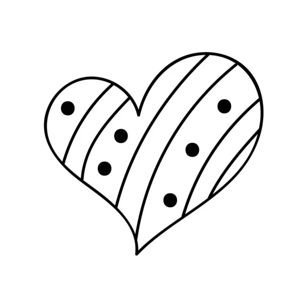 Coeur Gribouillé Dessiné Main Avec Ornement Intérieur Symbole Amour Illustration — Image vectorielle