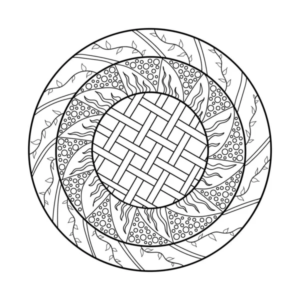 Mandala Tasarım Elementi Simetrik Yuvarlak Süs Soyut Karalama Arkaplanı Kartlar — Stok Vektör