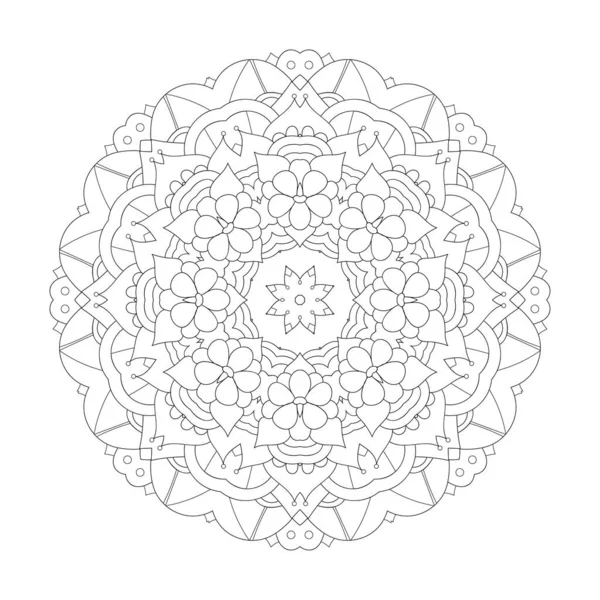 Elemento Design Mandala Ornamento Redondo Simétrico Doodle Monocromático Bom Para — Vetor de Stock