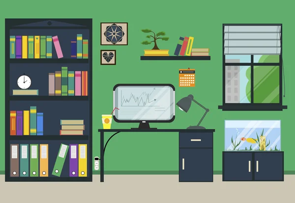 Düz ev veya ofis işyeri bilgisayar ile