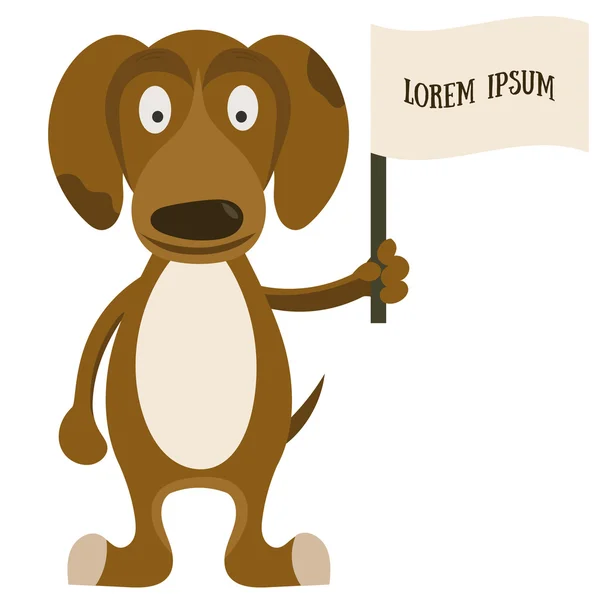 Metin için bayrak ile karikatür köpek.